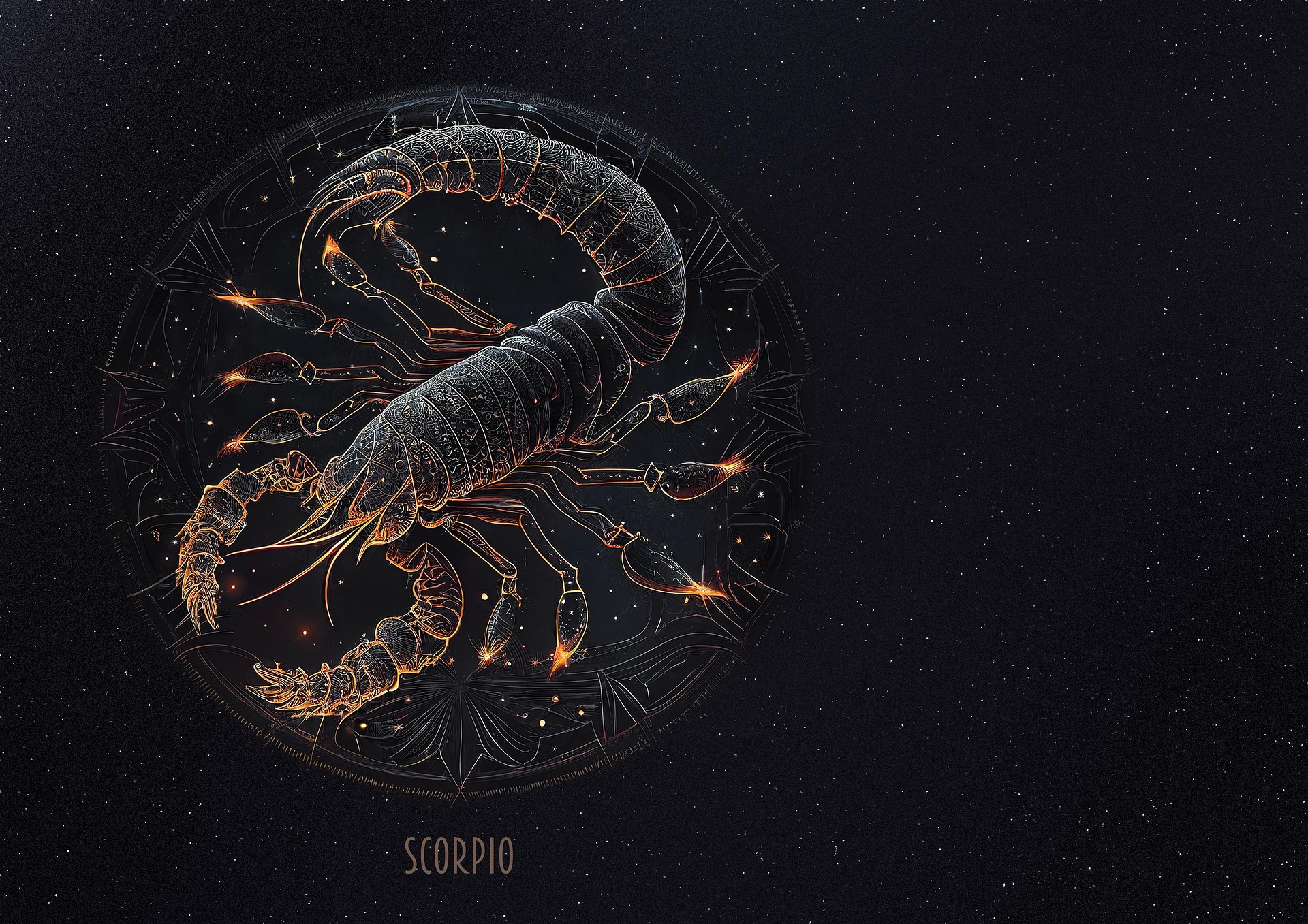 Dark, intense background symbolizing Scorpio